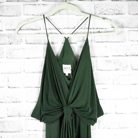 Misa Los Angeles Green Maxi Dress Size XS Cami Jersey Knit Sleeveless Vacation - Picture 3 of 10